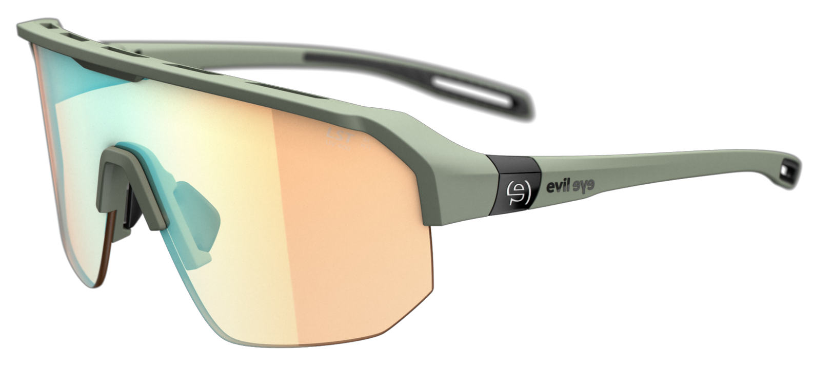 Evil eye Sonnenbrille mit grünem Rahmen und rosa Gläsern