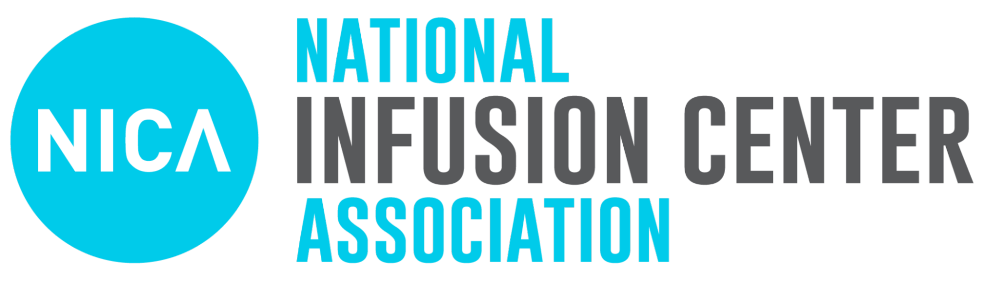 The logo for the national infusion center association is blue and black.