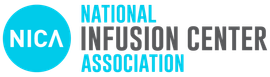 The logo for the national infusion center association is blue and black.