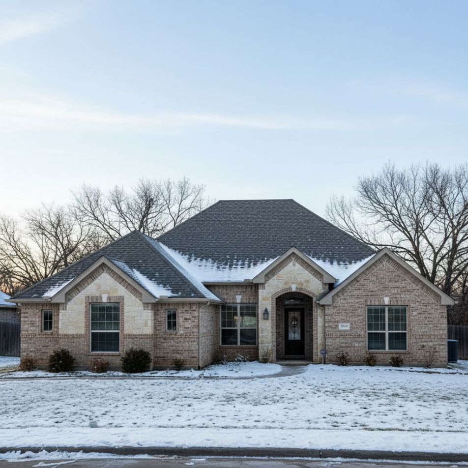 residential home in North Texas during winter with clear, cool weather and subtle seasonal cues