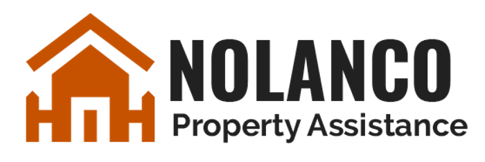 A logo for Nolanco Property Assistance with a house on it