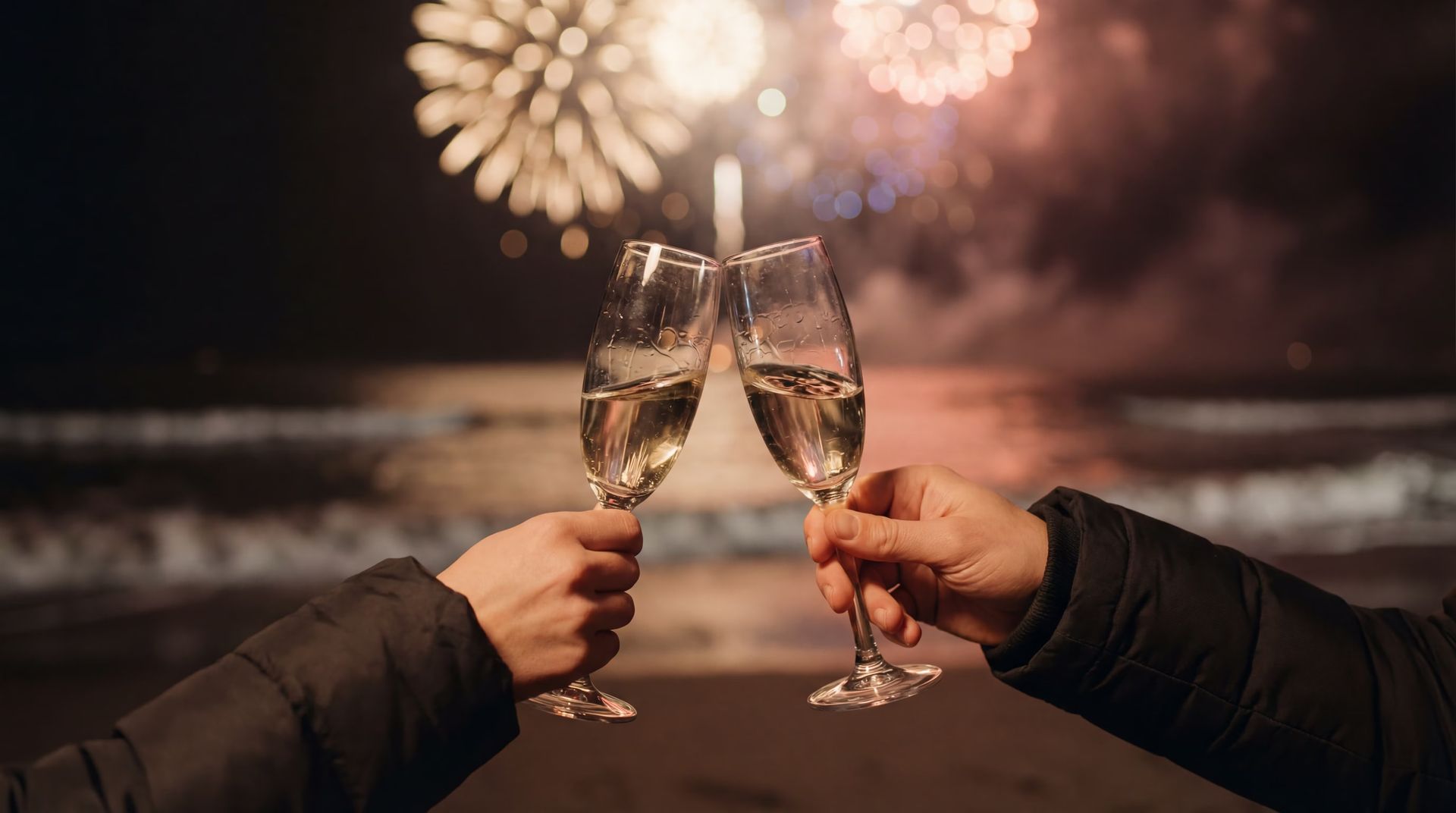 Brindisi e festeggiamenti in un elegante evento di Capodanno con accompagnamento musicale