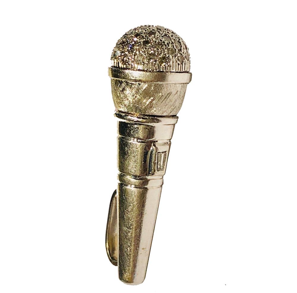 18K Diamond White Gold Large Microphone — Palm Beach, FL — Patti Esbia Antique & Estate Jewelry