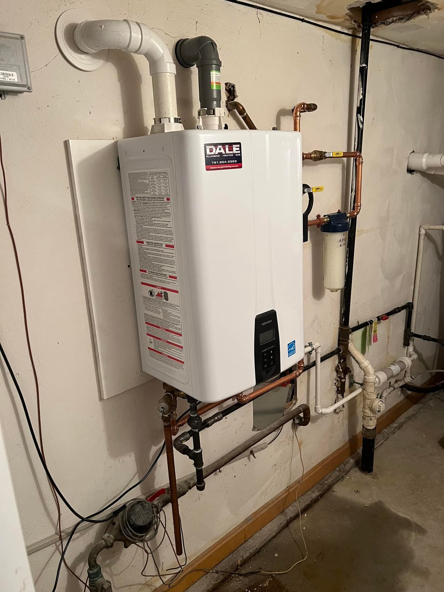 Dale Plumbing tankless water heater installation servicing in  Massachusetts Regions