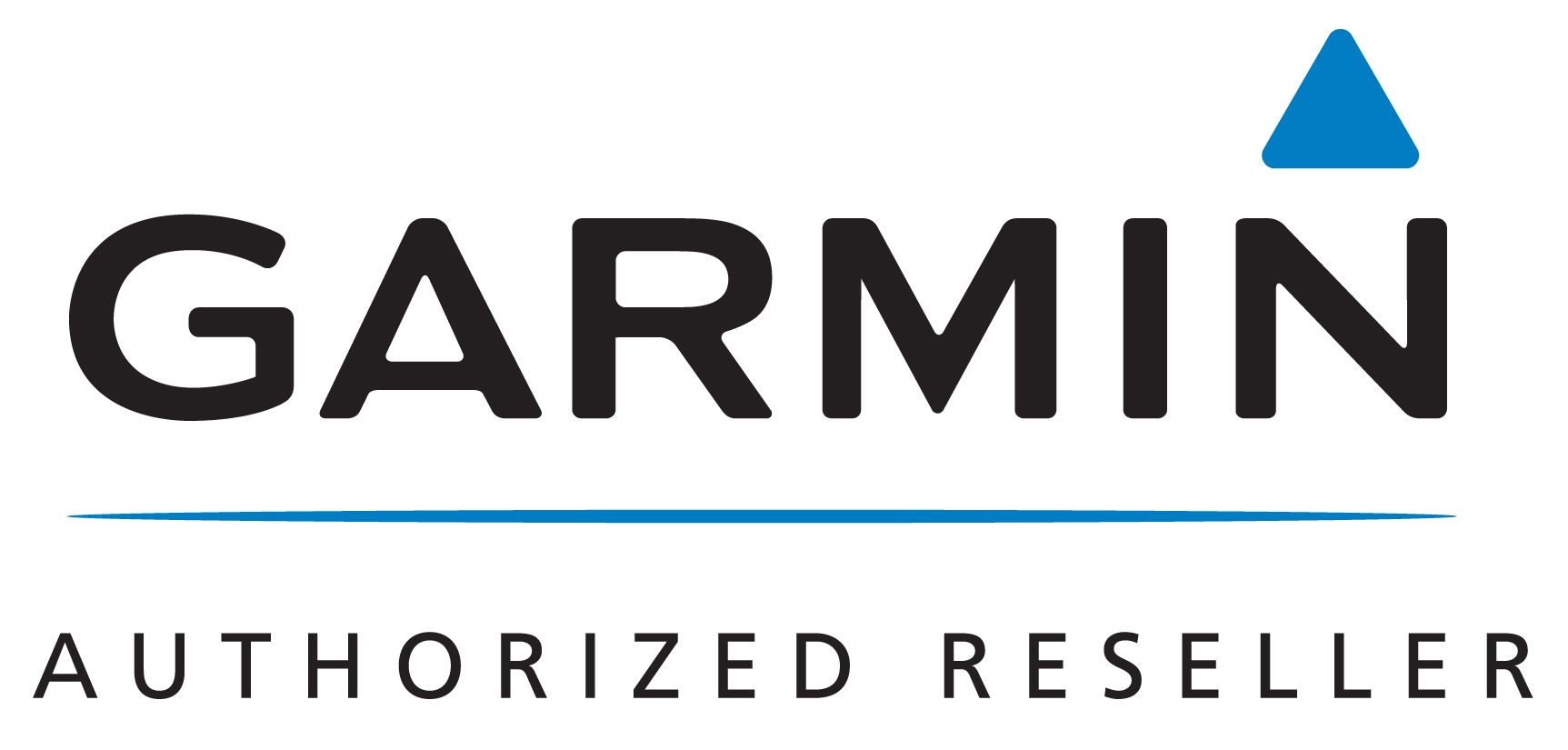 Garmin logo with a blue triangle above and