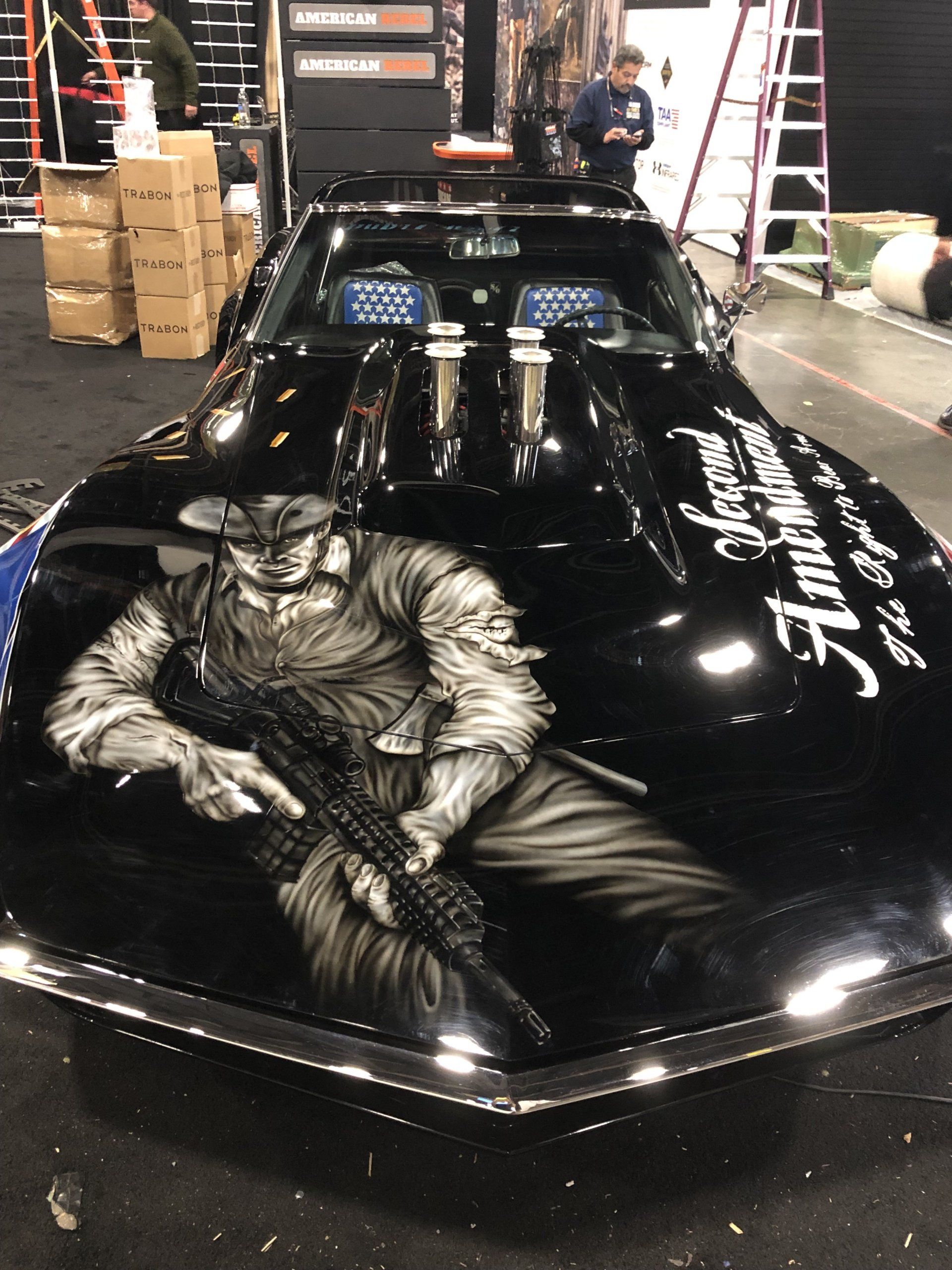 Airbrushed paint job on hood of corvette