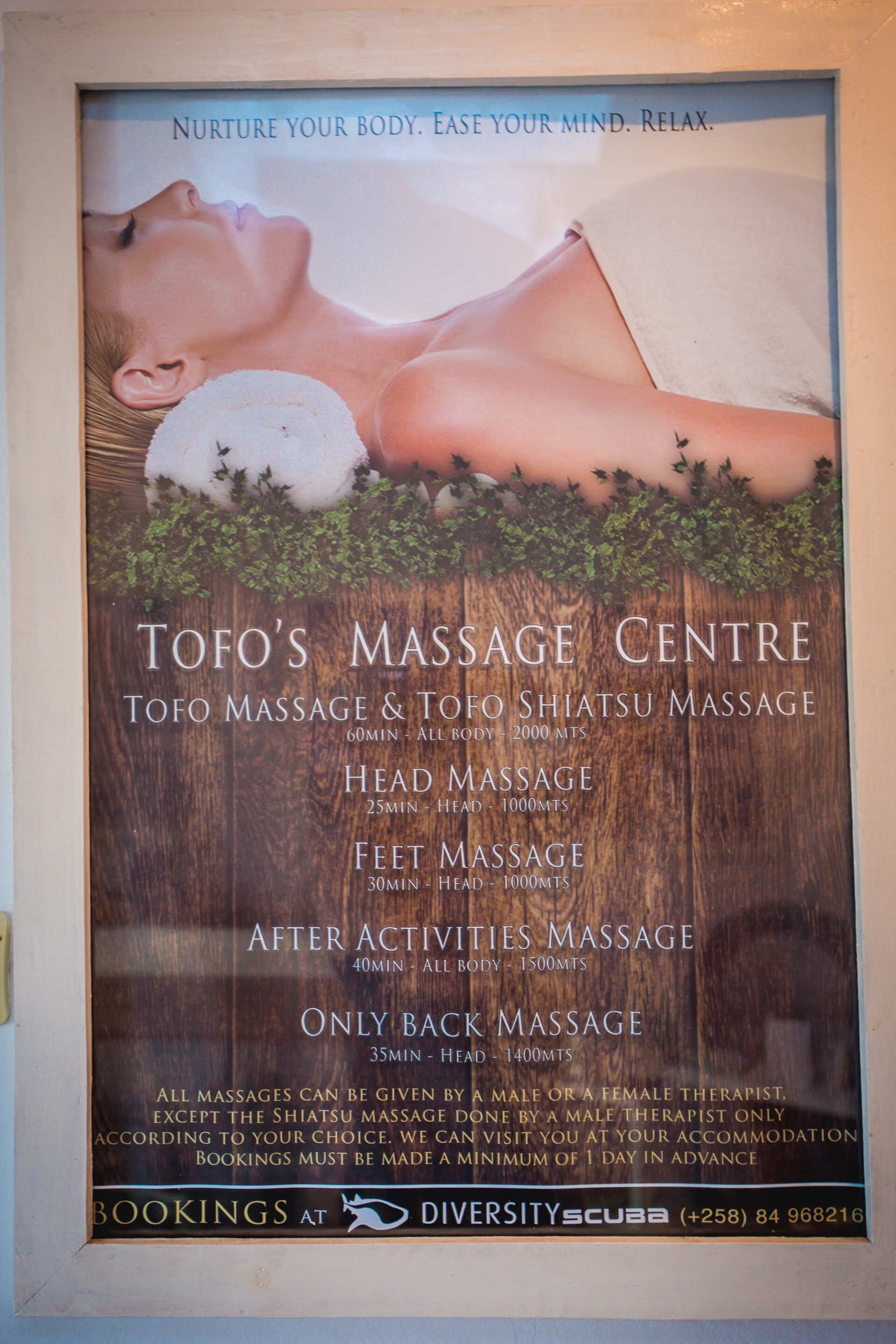 sign of Tofo massage centre