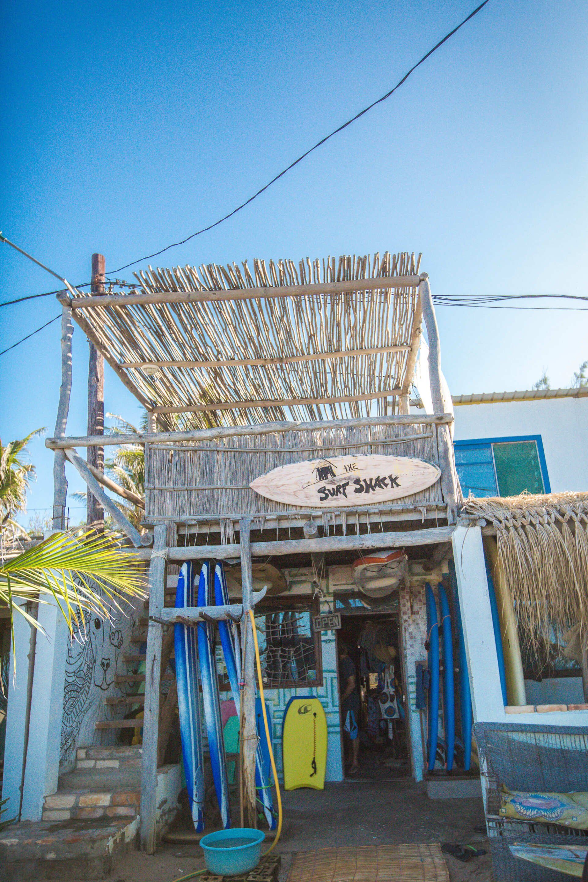 sign of the surf shop in Tofo