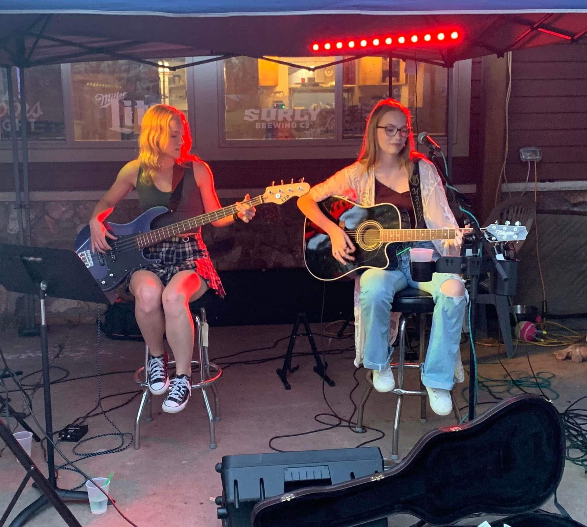 A close up of a microphone in a dark room