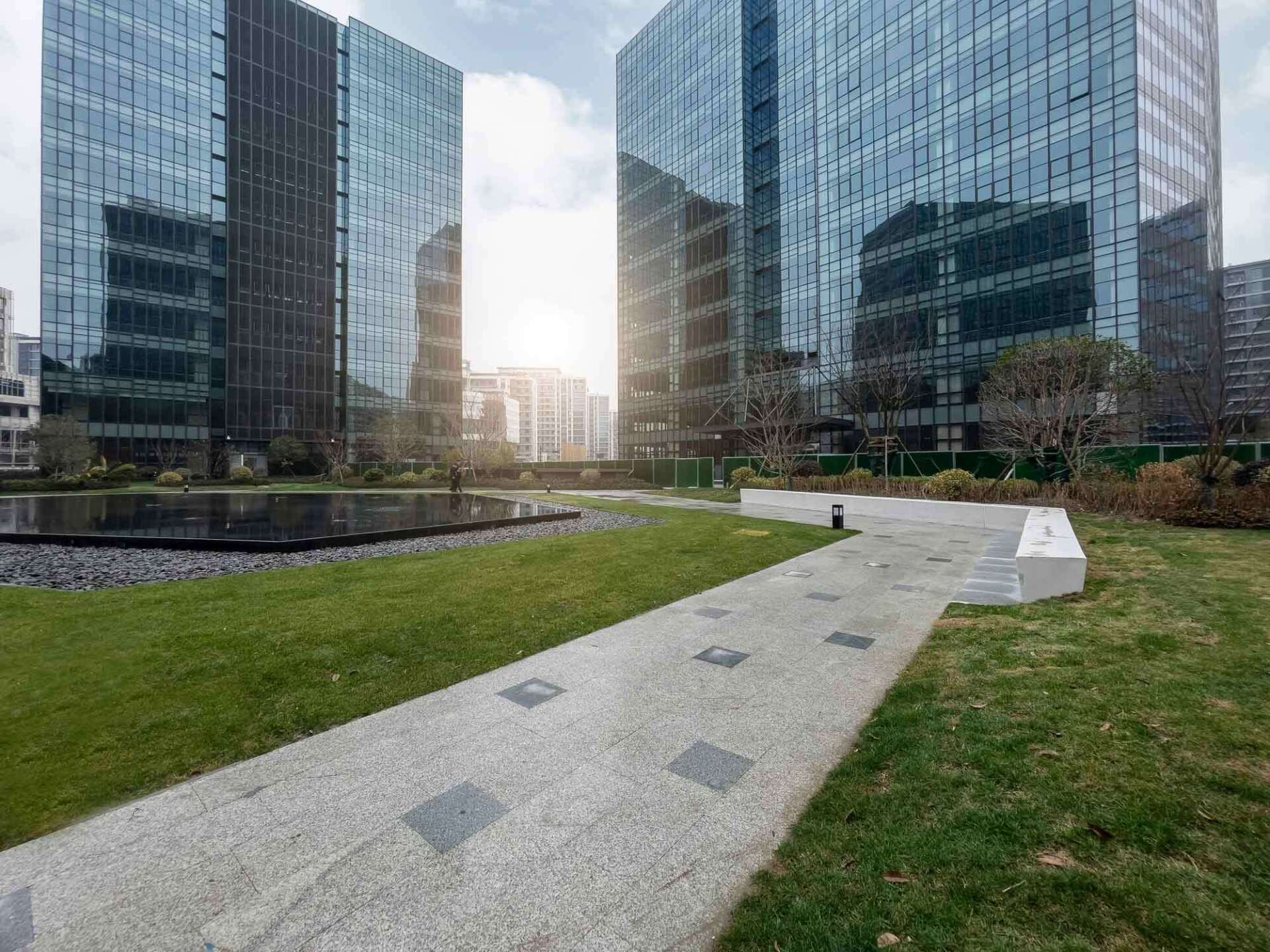 Facades Of Modern Buildings And Green — Fort Wayne, IN — Adams Landscape Management Inc