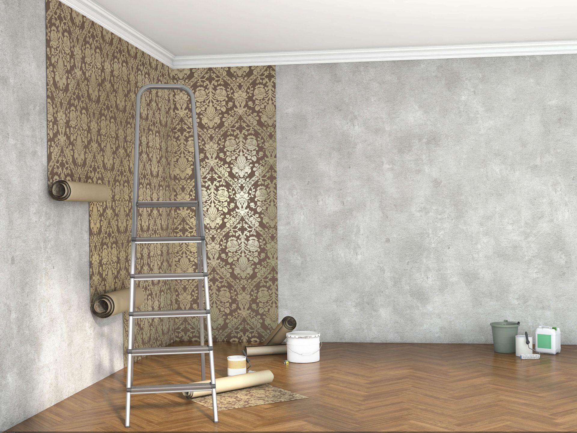 Workers Installing Wallpaper