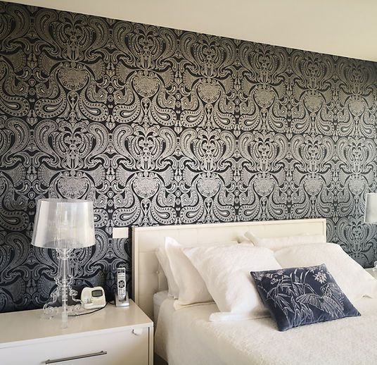 wallpaper installed in bedroom