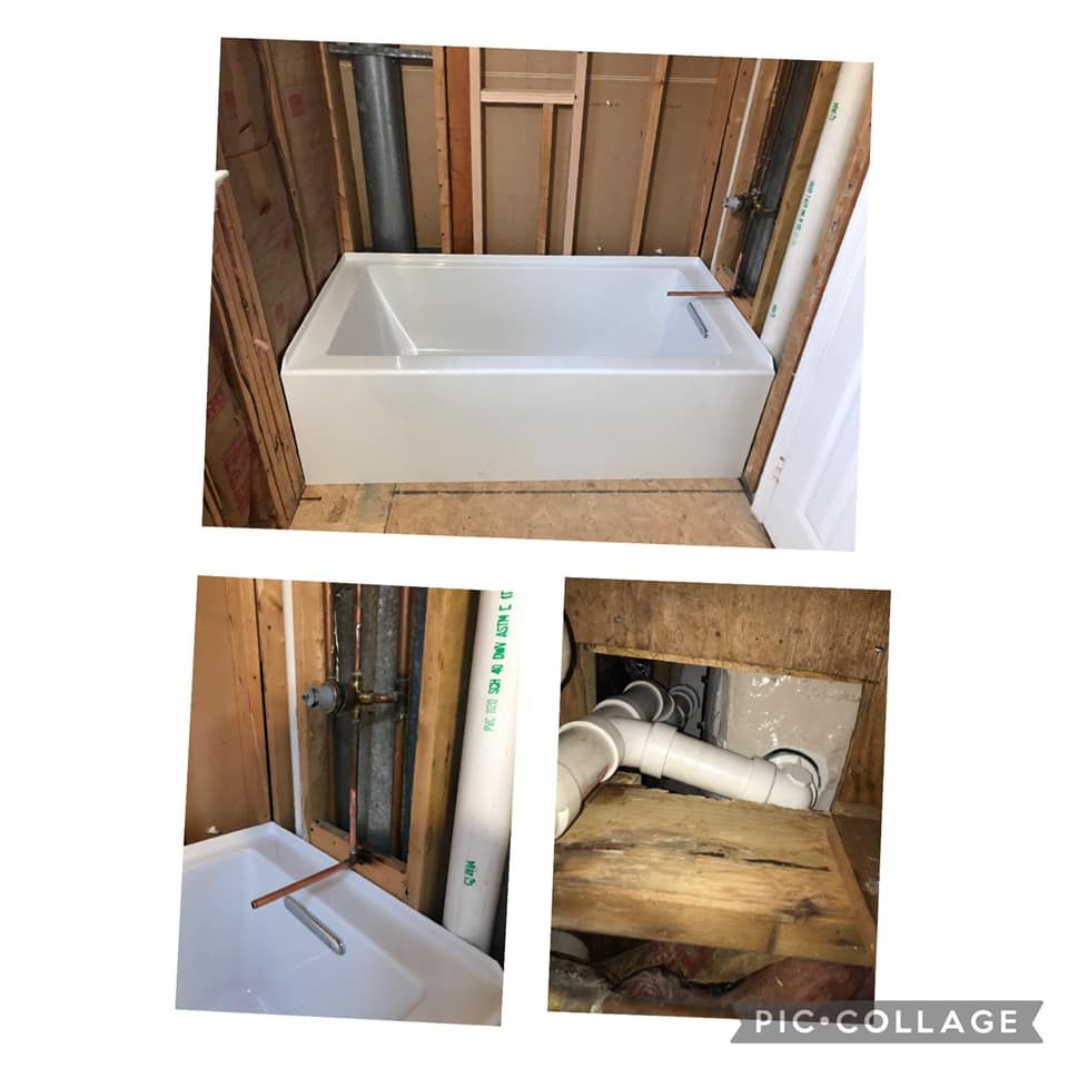 a picture of a bathtub being installed in a bathroom
