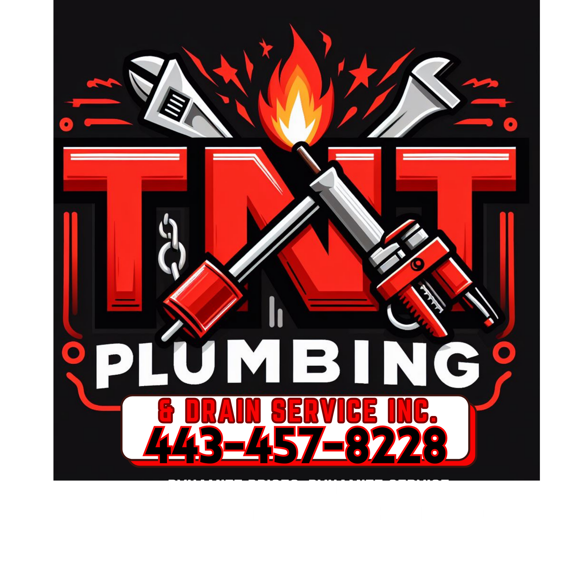 a logo for t & t plumbing and drain service inc.