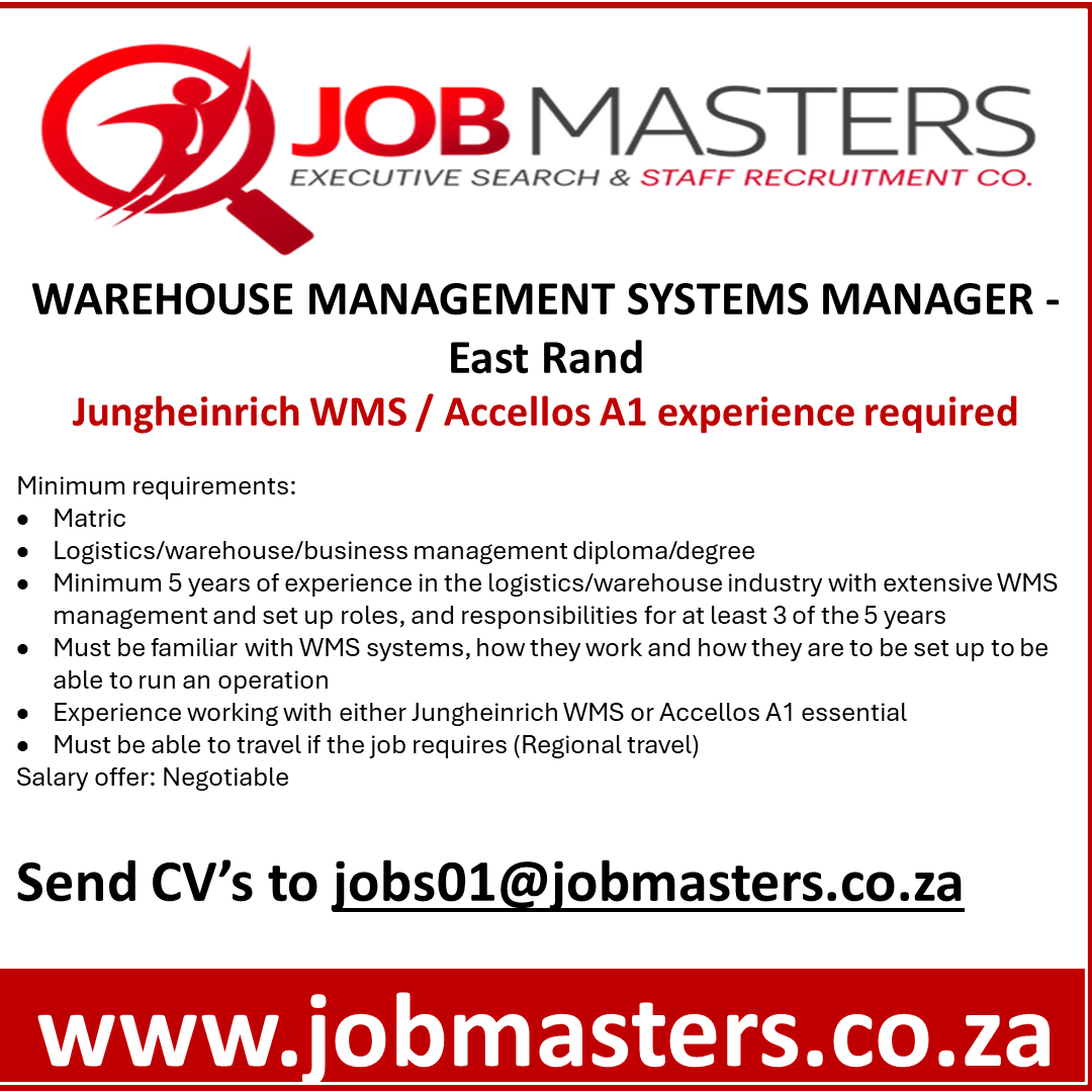 WMS Manager - Jungheinrich WMS / Accellos A1 - East Rand