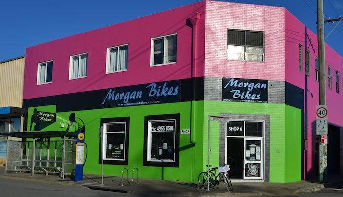 Morgan Bikes Shop with Pink and Green Exterior — Morgan Bikes in Wallsend, NSW