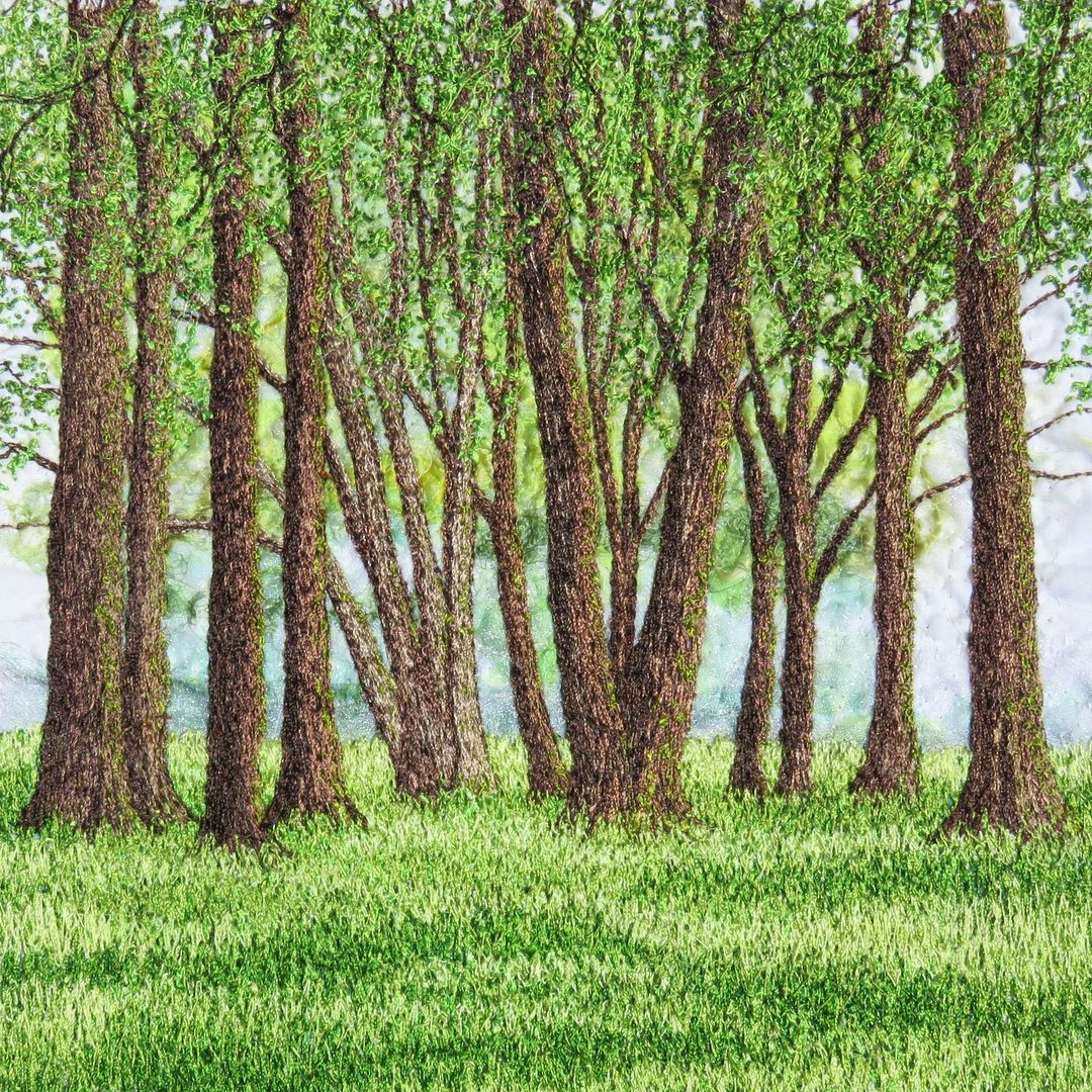 Mchine embroidery treeline by claire fell