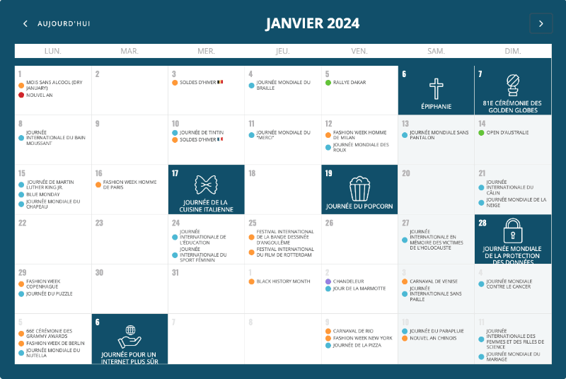 calendrier éditorial