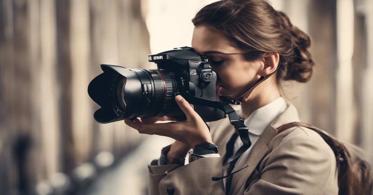 Une femme prend une photo avec un appareil photo.