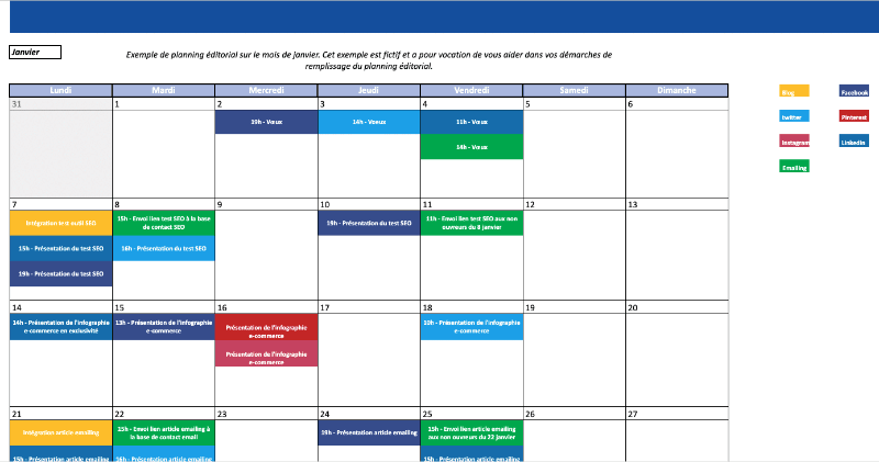 Calendrier éditorial