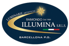 Logo ovale blu per IlluminA SRLS con stella e swoosh dorati, scritta “Barcellona PG”.