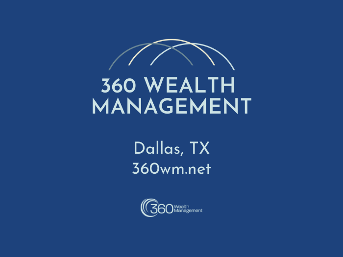 A blue background with the words 360 wealth management dallas tx