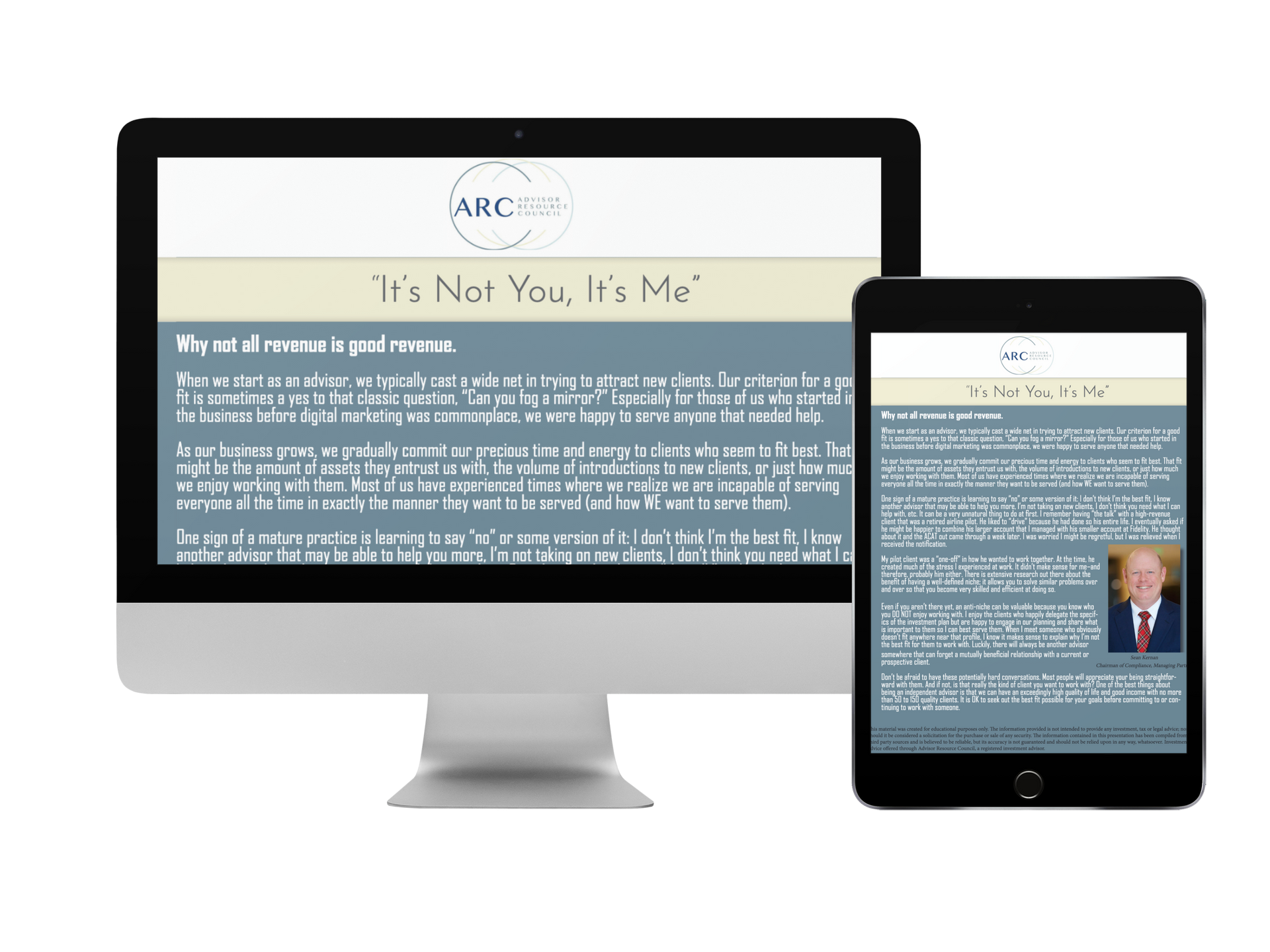 A computer monitor and a tablet are shown side by side.