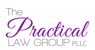 The logo for the practical law group pllc is purple and white.