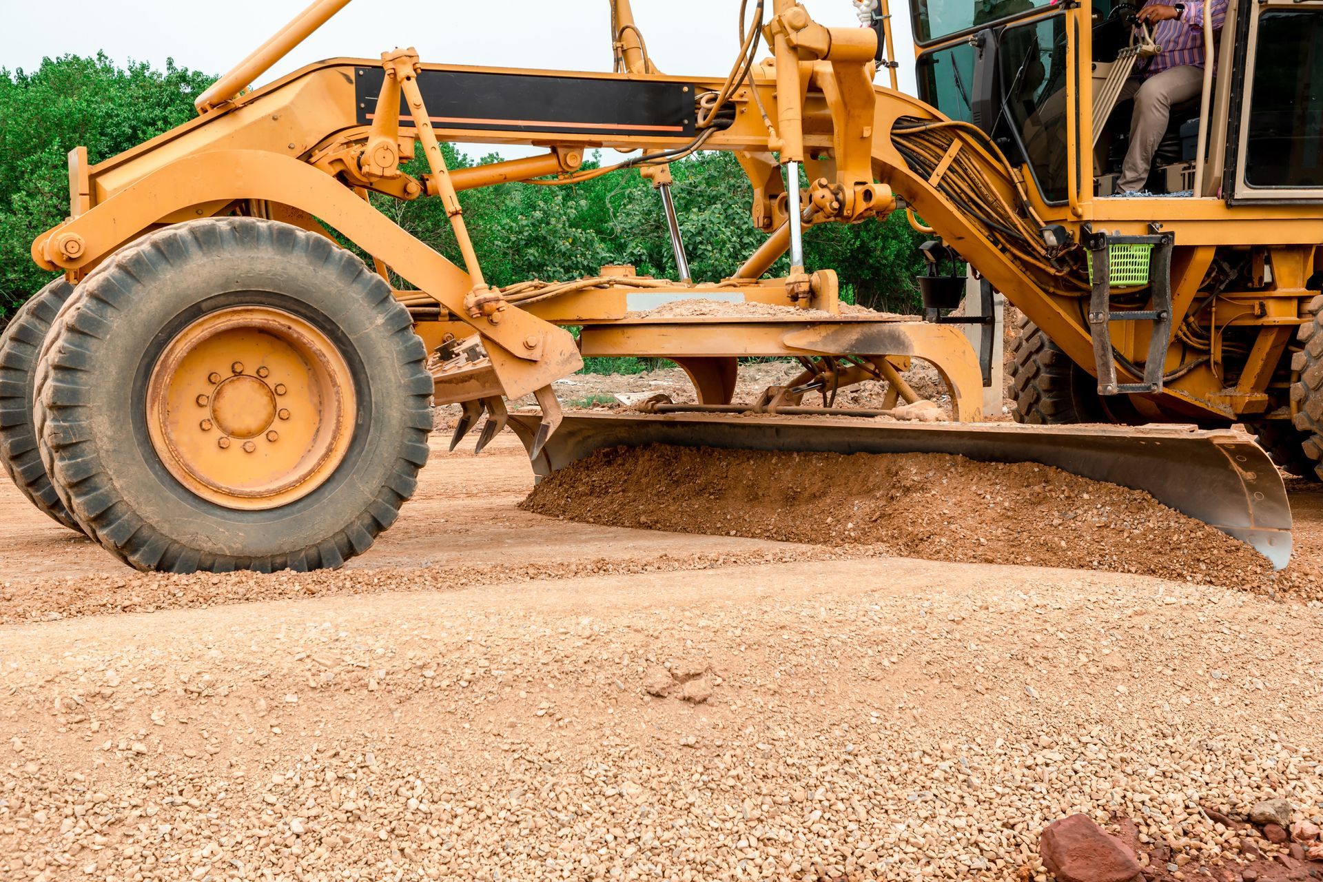 Grader Road Construction Grader industrial machine on construction of new roads by Stevee Excavation