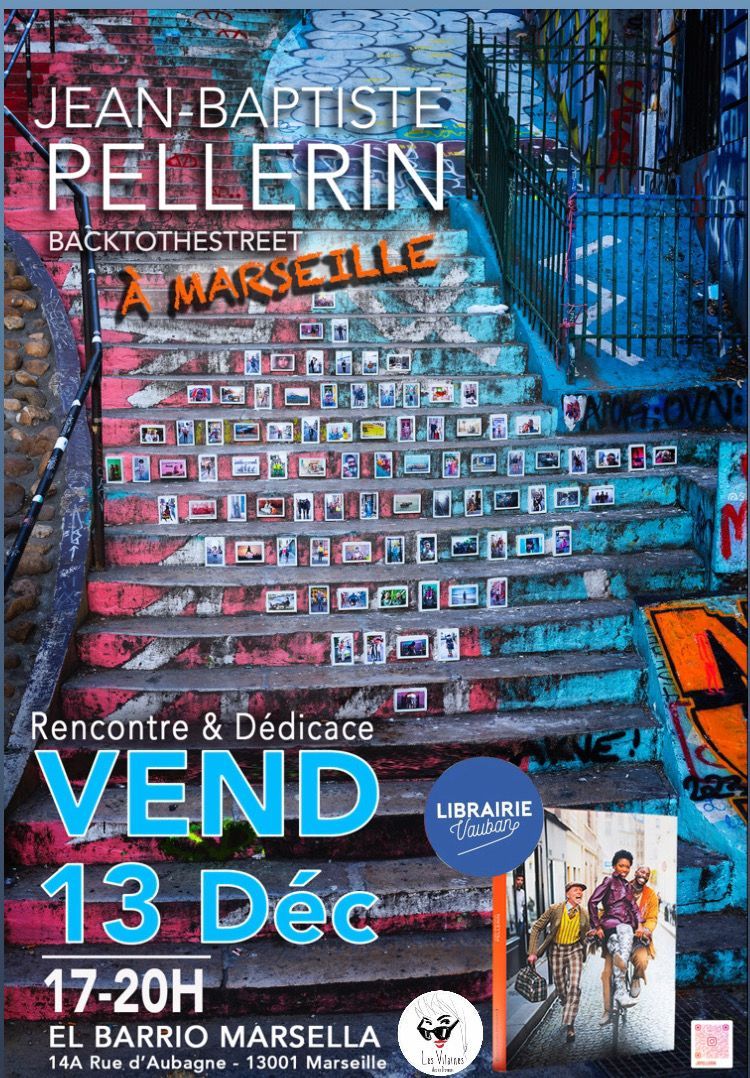 Vendredi 13 décembre: « Les Vilaines » présente Jean-Baptiste PELLERIN / Backtothestreet au Barrio Marsella. De 17 à 20h, rencontre dédicace avec le photographe en partenariat avec @librairievauban_marseille à l’occasion de la sortie de son livre … un joli cadeau à offrir en perspective des fêtes !
Voilà 10 ans qu’il colore les rues de Paris, Arles, Marseille de ses magnifiques portraits fortuits d’anonymes encadrés puis cimentés dans les rues, offrant sa vison, son art et son regard bienveillant.
Il donne à voir ce(eux) que nous ne regardons plus ! Ses petits formats colorés interpellent parce que l’auteur magnifie, sublime tout ceux qu’il photographie, apportant un peu d’humanité à travers les regards multiples de ses modèles. Si court soit le moment, Jean-Baptiste créé véritablement une complicité avec ses « sujets » le temps d’une rencontre, d’un échange, démarrant son dialogue par un « Bonjour, est-ce que je peux faire une photo de vous ? ». Il capte toujours le bon moment et la singularité de chaque être à travers l’instant
figé que ce soit un moment d’introspection ou juste une attitude, un look, une expression ... Son style est unique, son regard plein d’humanité rappelant que tout être est « digne » d’être photographié ...
D’ailleurs, il retourne souvent sur ses pas pour offrir à ses modèles leur photo encadrée.
Et comme la rue l’inspire et lui offre tant, il lui rend hommage à travers ce livre.
À Marseille, on retrouve ses portraits de gens rencontrés au hasard, encadrées puis collées dans la rue, sous le nom de Backtothestreet ... Il suffit de regarder pour voir ces joyeux portraits en forme de petites cartes postales ... notamment dans le quartier de Noailles ou sur les marches du Cours Julien.
De passage à Marseille pour présenter son livre, l’artiste sera au Barrio Marsella pour une soirée exceptionnelle au coeur de Noailles, ce quartier qu’il aime tant pour sa diversité, ses habitants, son brassage de cultures et l’âme de ses rues.
@jbpellerin @backtothestreetphoto
@les.vilaines
@librairievauban_marseille
@elbarriomarsella