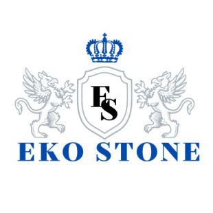 A logo for eko stone with two lions and a crown