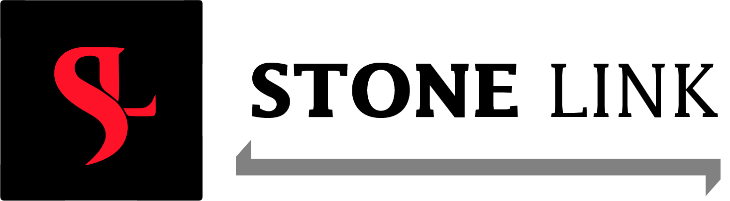 A logo for a company called stone link with a red s on a black background.