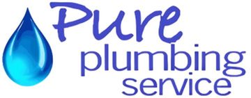 Blue water drop logo with the text “Pure plumbing service”