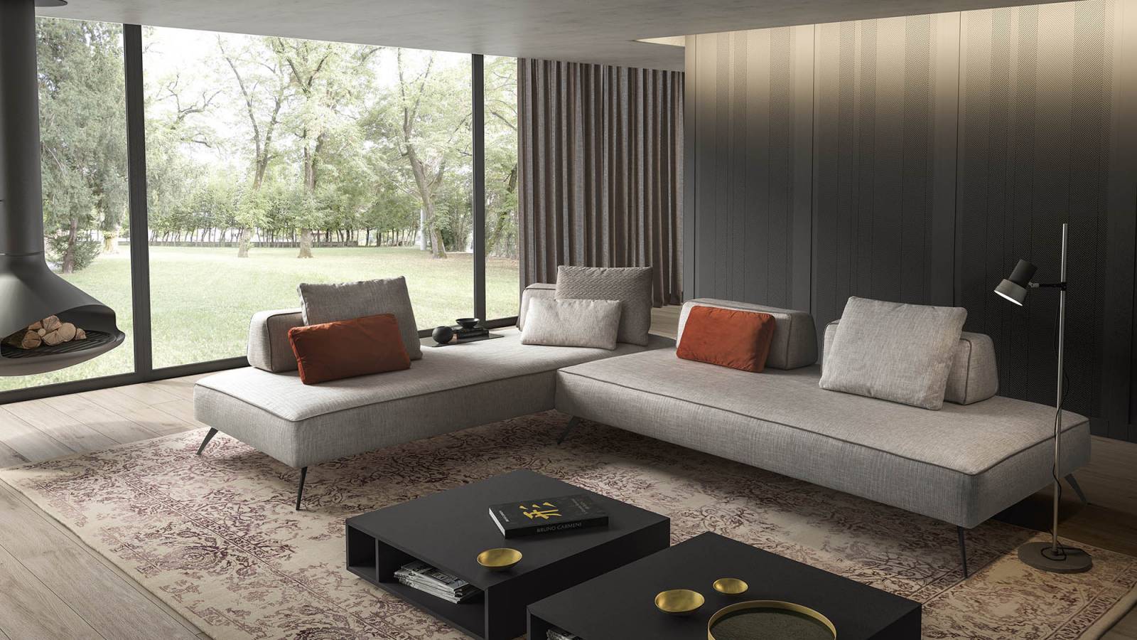 divano in tessuto grigio