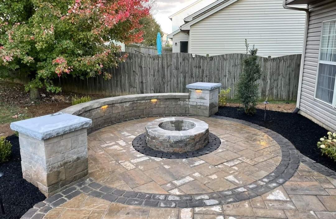 Walkway with Irregular Patio and Firepit — Maryville, TN — Eternal Lawn Landscaping & Hardscaping