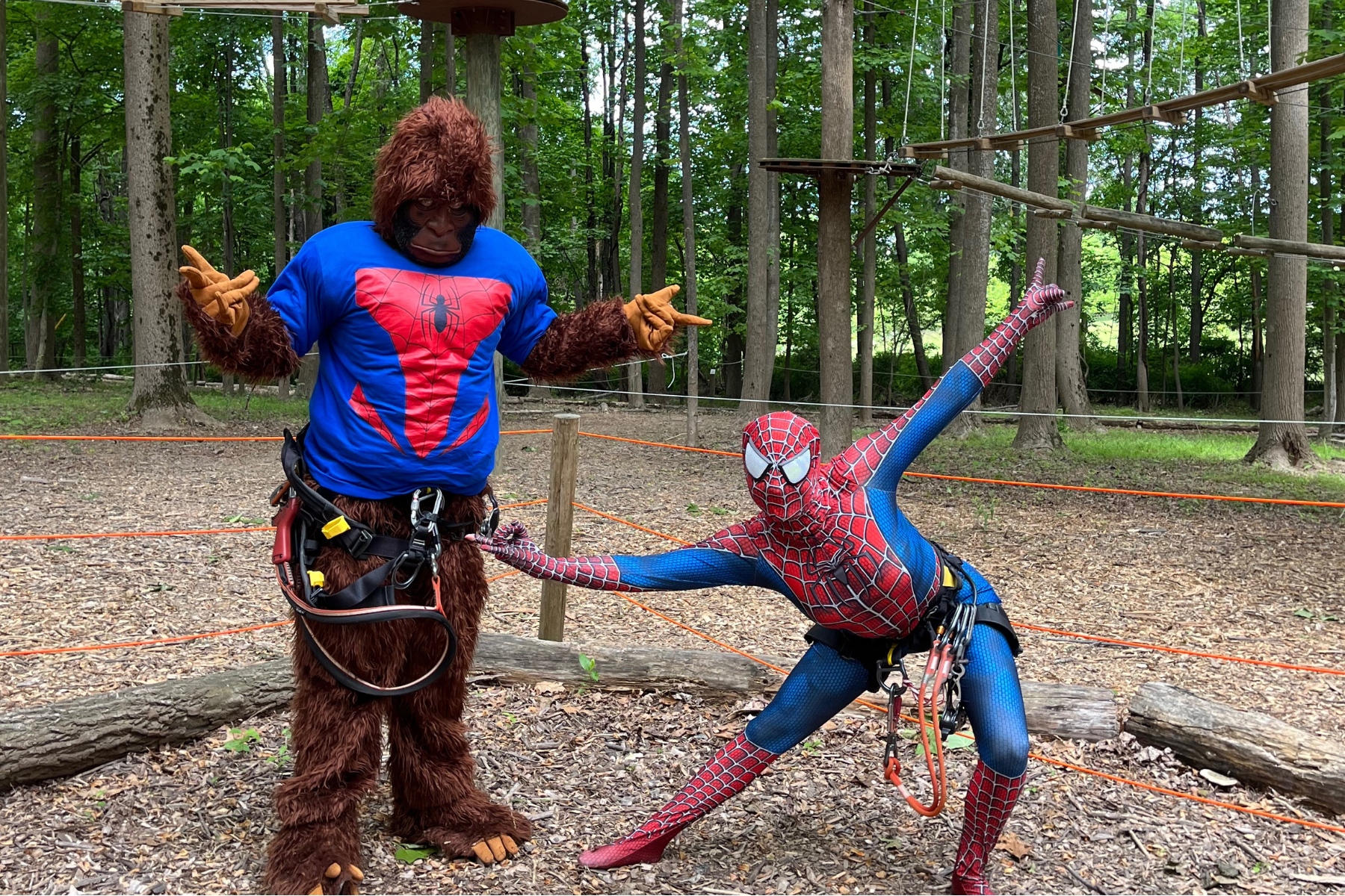 Spiderman and Bigfoot at Tree Trekkers