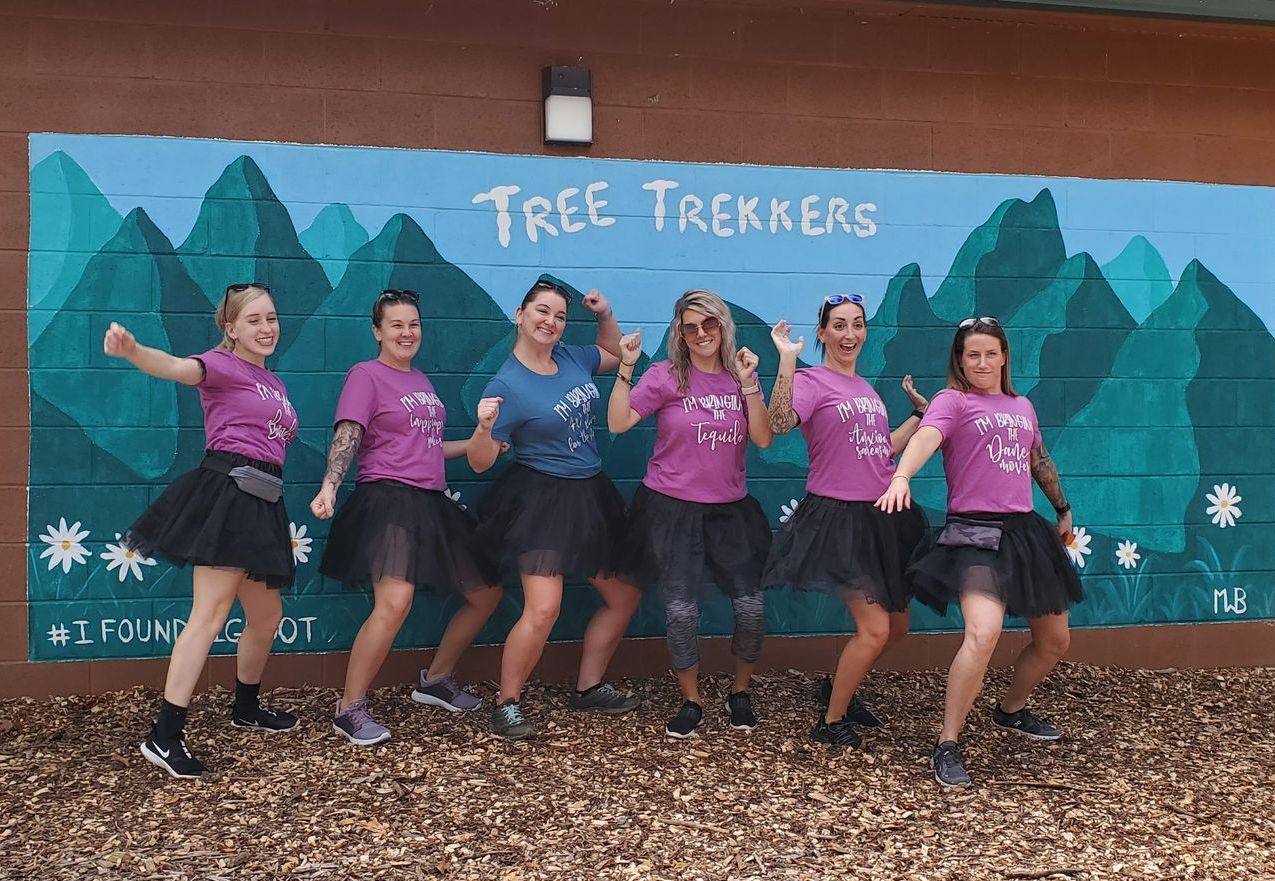 Bachelorette party celebrating at Tree Trekkers