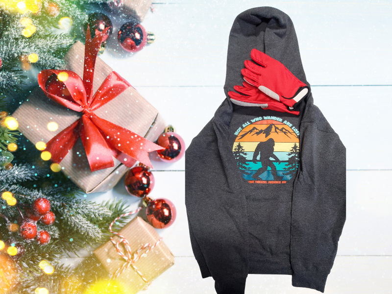 Bigfoot sweatshirt and gloves Christmas Present