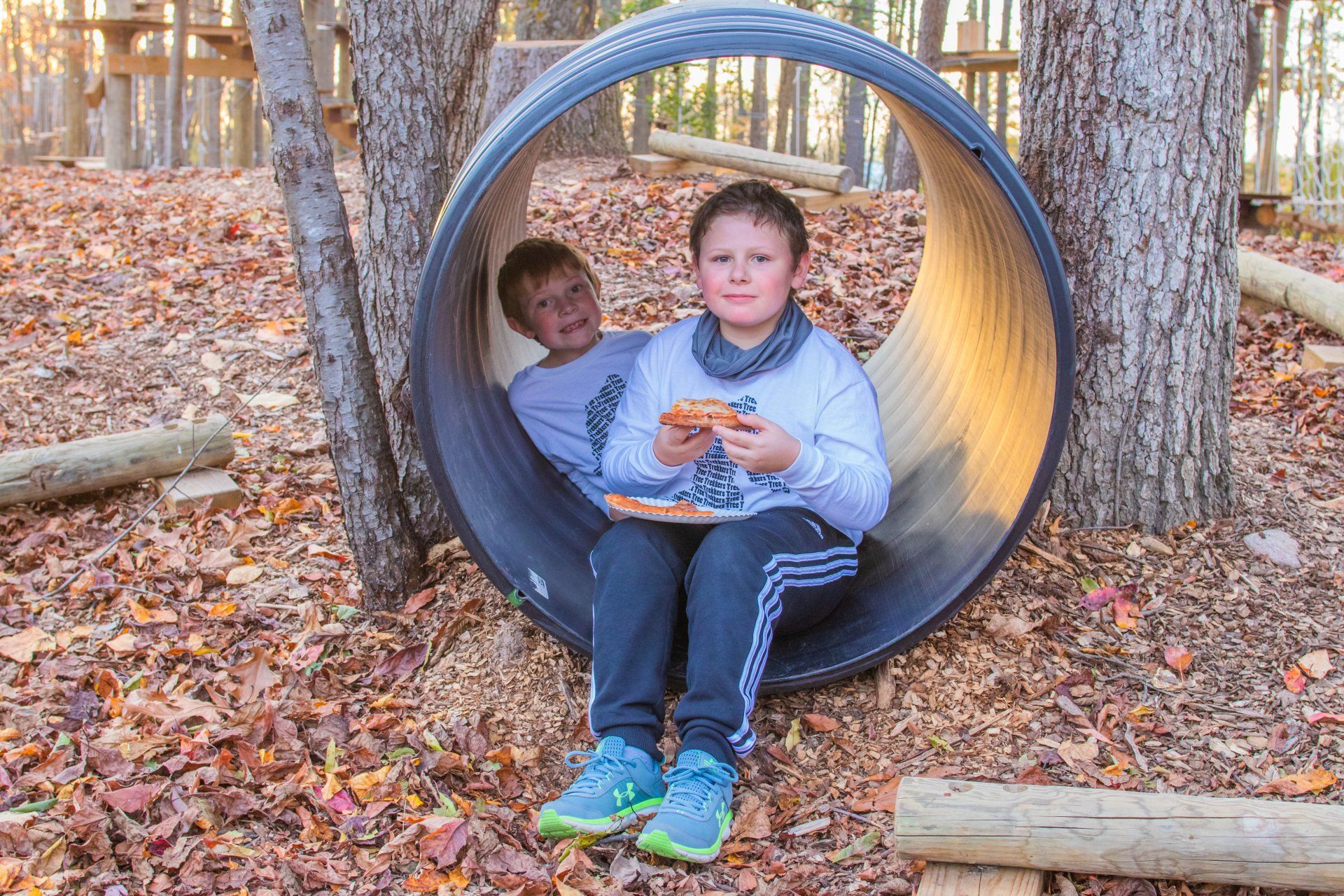 Adolescent boys enjoying smore's at Frederick based camp