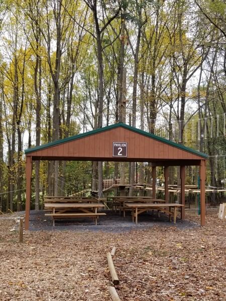 Pavilion with picnic tables for group outings and company picnics