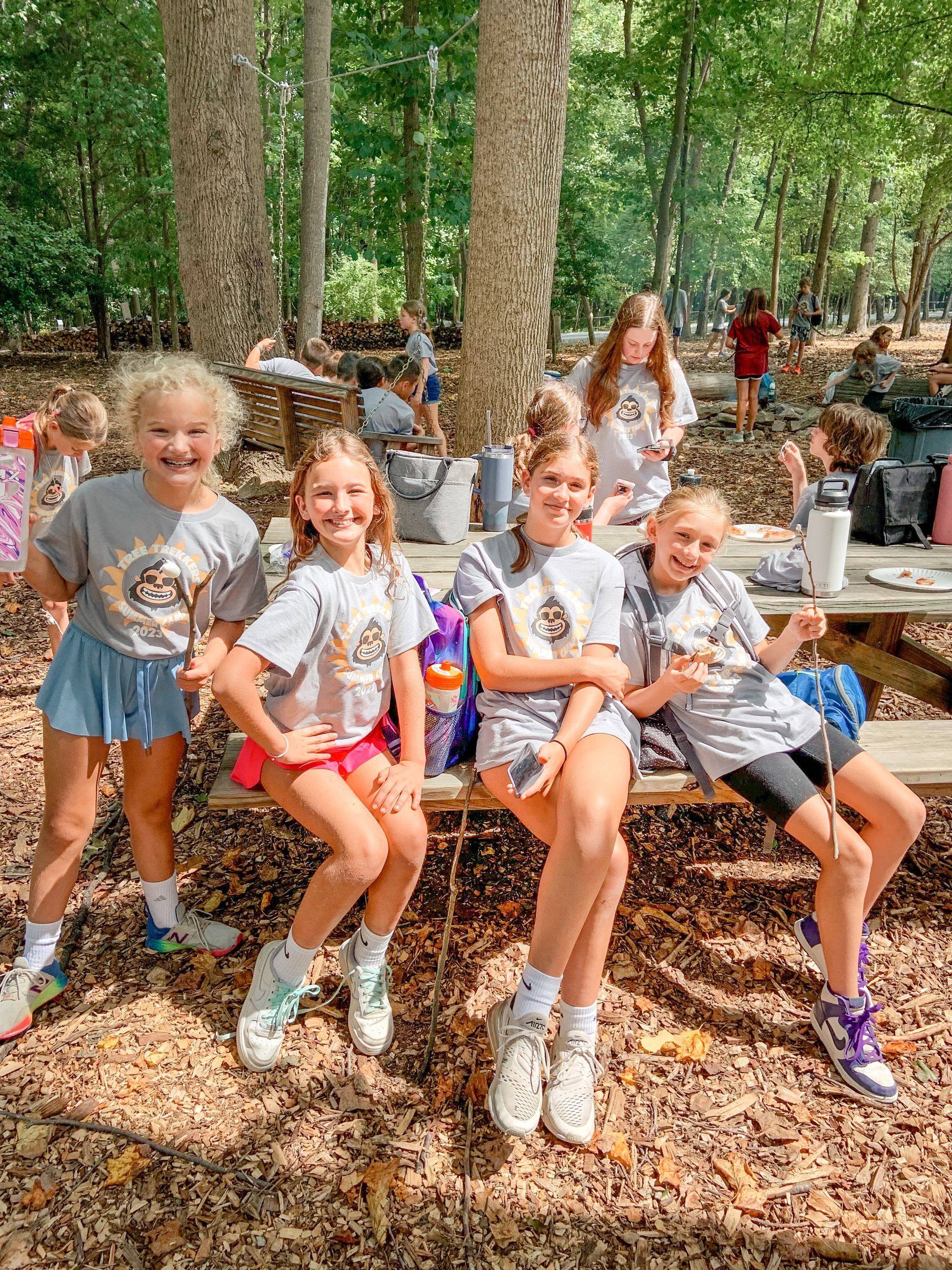 Campers eating smore's at summer camp