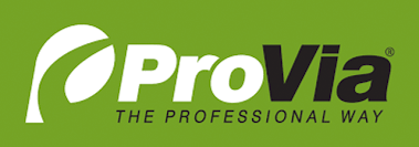 A green and white logo for provia the professional way