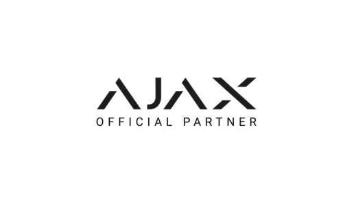 The ajax official partner logo is black and white on a white background.