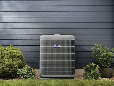 A heat pump outside a home.