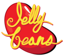 Jelly beans logo with a red heart in the middle