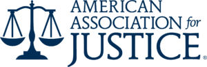 The logo for the american association for justice