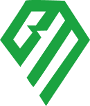 A green and white logo on a white background.