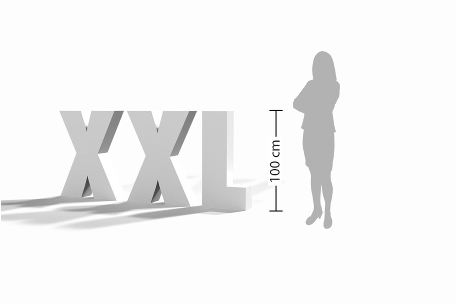 Eine Frau steht neben einem großen 100 cm hohen XXL-Schild