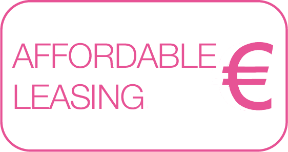 A pink sign that says affordable leasing on it
