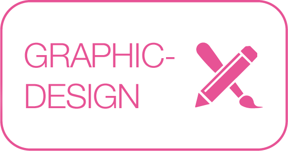A button that says graphic design with a pencil and brush icon